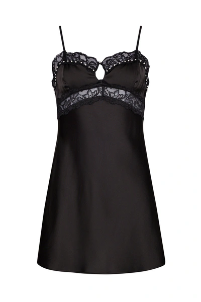 Danielle Guizio Ny Babydoll Slip Dress In Black