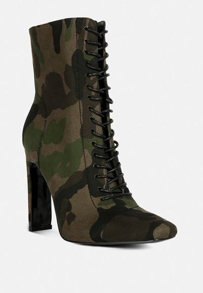 Shop Rag & Co Wyndham Camouflage Lace Up Leather Ankle Boots In Multi