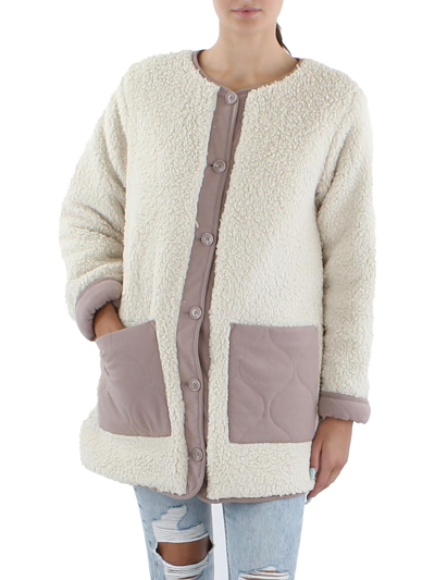 Shop Z Supply Rana Womens Sherpa Reversible Teddy Coat In Beige