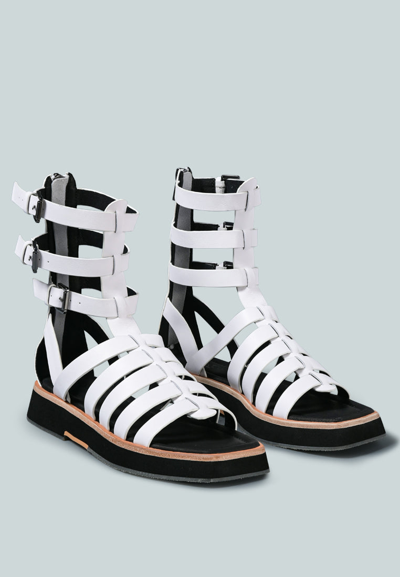 Shop Rag & Co X Robbie Gladiator Square Toe Sandal In White