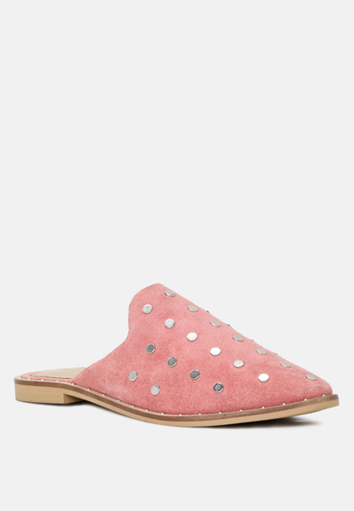 Shop Rag & Co Jodie Dusty Pink Studded Leather Mules