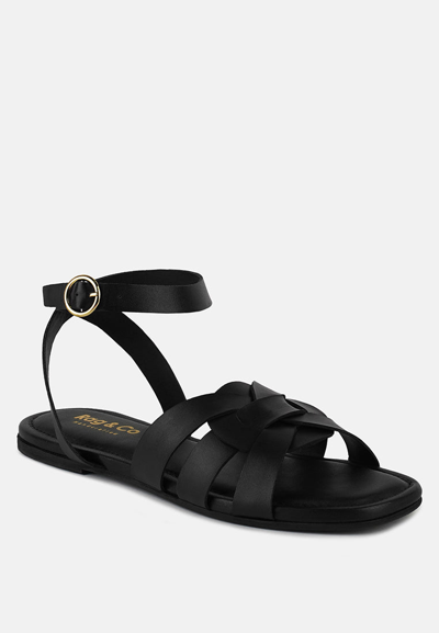 Shop Rag & Co Ashton Black Flat Ankle Strap Sandals