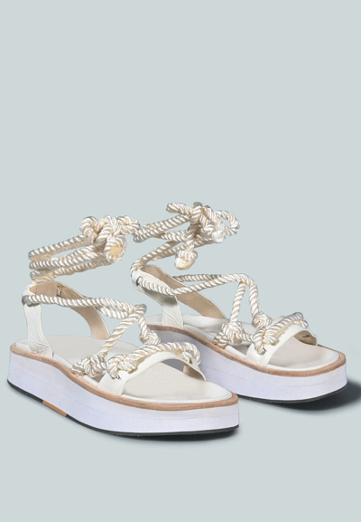 Shop Rag & Co X Kendall Strings Platform Leather Sandal In White