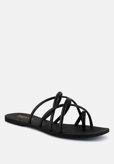 Shop Rag & Co Sweetin Black Strappy Flat Slip On Sandals