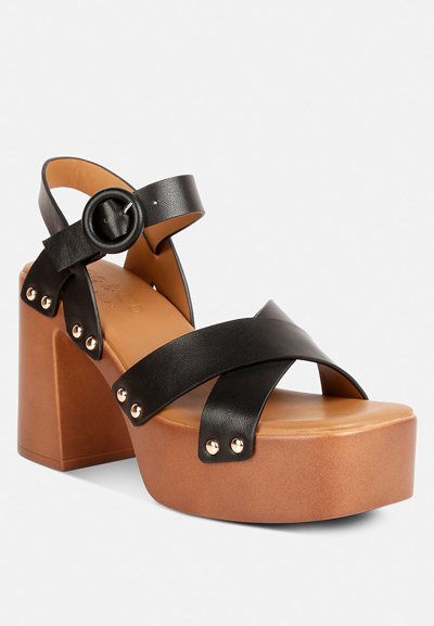 Shop Rag & Co Cristina Cross Strap Embellished Heels In Black