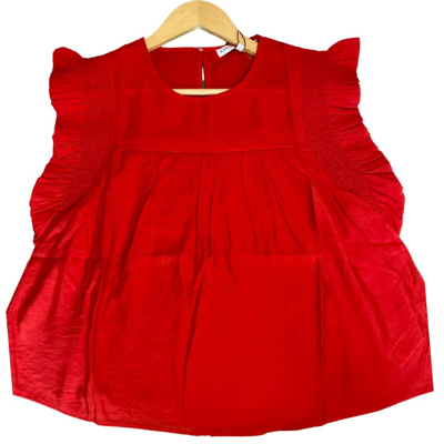Shop English Factory Russell Ruffle Top In Red