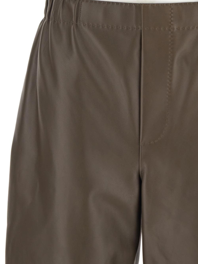 Shop Bottega Veneta Leather Trousers In Brown