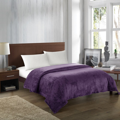 Shop Chic Home Design Javia 1 Piece Blanket Ultra Soft Fleece Microplush In Purple