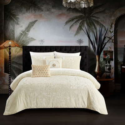 Shop Chic Home Design Kiana 9 Piece Comforter Set Crinkle Crushed Velvet Bed In A Bag In Brown