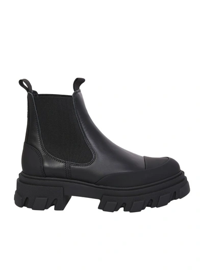 Shop Ganni Chelsea Boots With Iconic Logo In Black