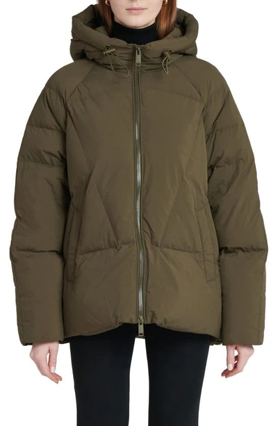 The Recycled Planet Company Elango Water Resistant Hooded Down Puffer Jacket In Olive