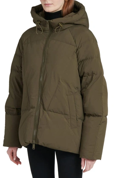 The Recycled Planet Company Elango Water Resistant Hooded Down Puffer Jacket In Olive