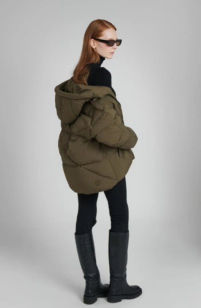 The Recycled Planet Company Elango Water Resistant Hooded Down Puffer Jacket In Olive
