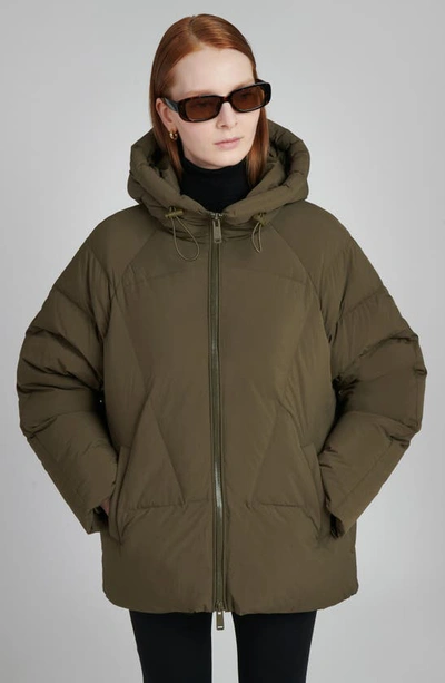 The Recycled Planet Company Elango Water Resistant Hooded Down Puffer Jacket In Olive