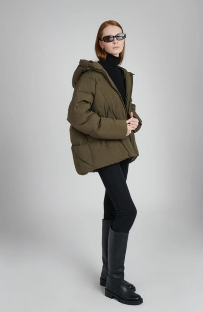 The Recycled Planet Company Elango Water Resistant Hooded Down Puffer Jacket In Olive