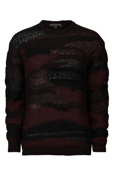 Shop John Varvatos Stanly Burnout Stripe Sweater In Dark Plum
