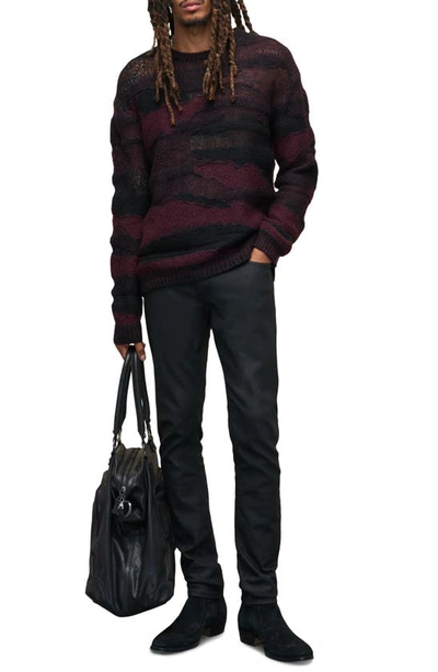 Shop John Varvatos Stanly Burnout Stripe Sweater In Dark Plum
