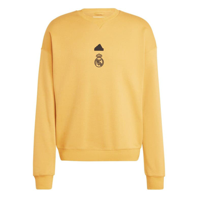Shop Adidas Originals Adidas Yellow Real Madrid Lifestyle Crew Sweatshirt