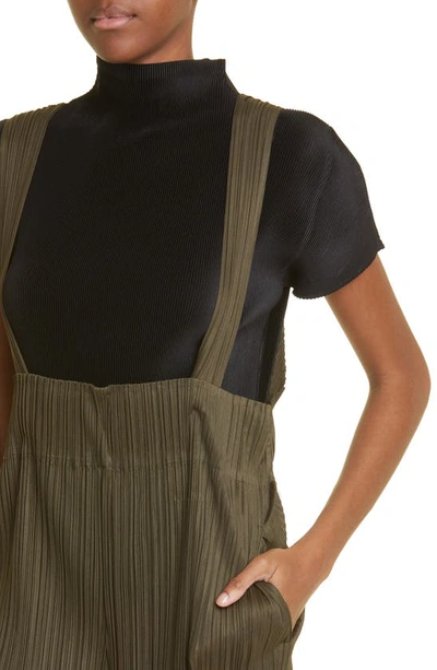 Shop Issey Miyake Pleats Please  Monthly Colors September Pleated Crop Overalls In Khaki