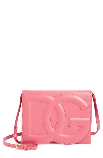 Shop Dolce & Gabbana Dg Logo Flap Leather Crossbody Bag In Lilac