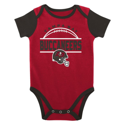 Shop Outerstuff Newborn & Infant Red/pewter Tampa Bay Buccaneers Home Field Advantage Three-piece Bodysuit, Bib & Bo