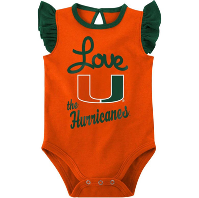 Shop Outerstuff Girls Newborn & Infant Green/orange Miami Hurricanes Spread The Love 2-pack Bodysuit Set