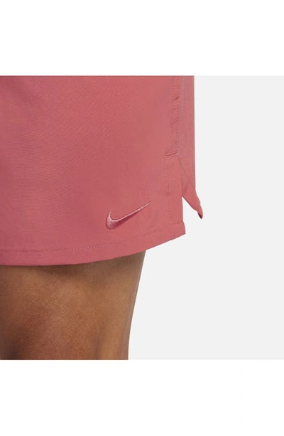 Shop Nike Dri-fit Unlimited 5-inch Athletic Shorts In Adobe/ Adobe/ Adobe