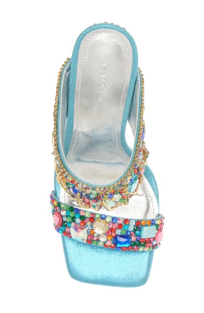 Shop Azalea Wang Envie Square Toe Crystal Sandal In Blue Multi