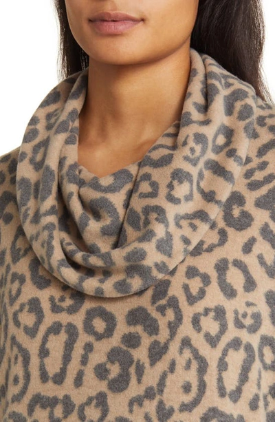 Loveappella Cowl Neck Tunic In Camel/ Charcoal