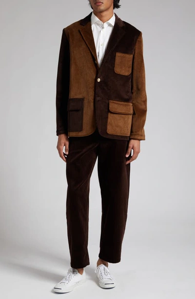 Shop De Bonne Facture Colorblock Cotton Corduroy Jacket In Tan/brown