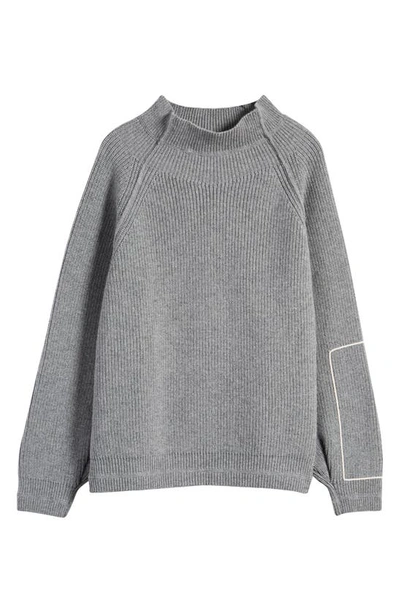 Shop Victoria Beckham Oversize Mock Neck Wool Sweater In Grey Melange