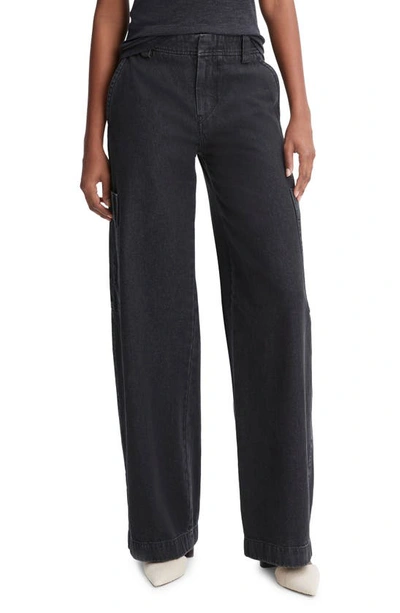 Shop Vince Utility Straight Leg Cargo Jeans In Washed Black