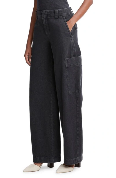 Shop Vince Utility Straight Leg Cargo Jeans In Washed Black