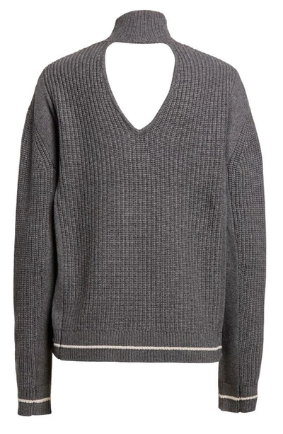 Shop Maria Mcmanus Back Cutout Rib Recycled Cashmere & Organic Cotton Sweater In Charcoal