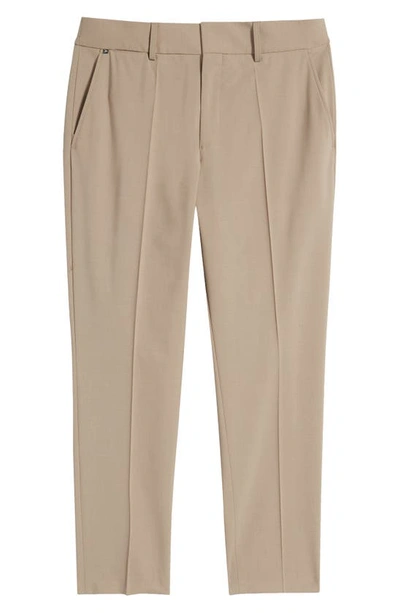 Shop Hugo Boss Genius Flat Front Stretch Wool Blend Pants In Medium Beige