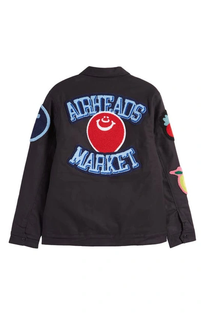 Shop Market Airheads Flavor Blasted Patch Cotton Zip-up Jacket In Black