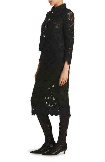 St John Floral Guipure Lace Jacket In Black