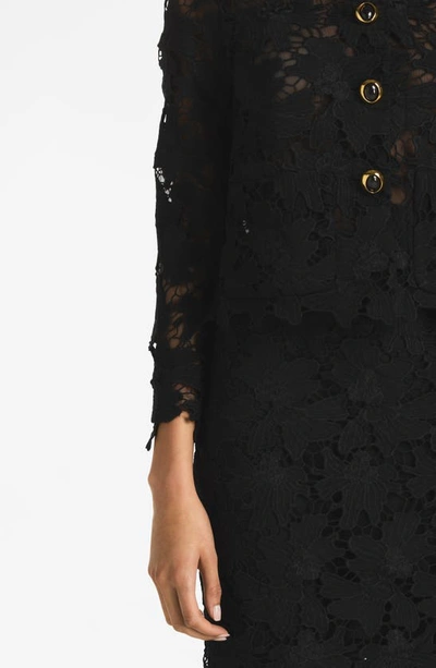 St John Floral Guipure Lace Jacket In Black