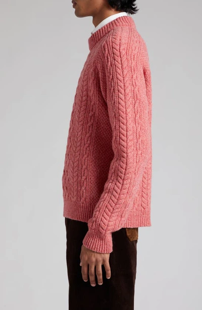 Shop De Bonne Facture Cable Knit Wool Crewneck Sweater In Rose