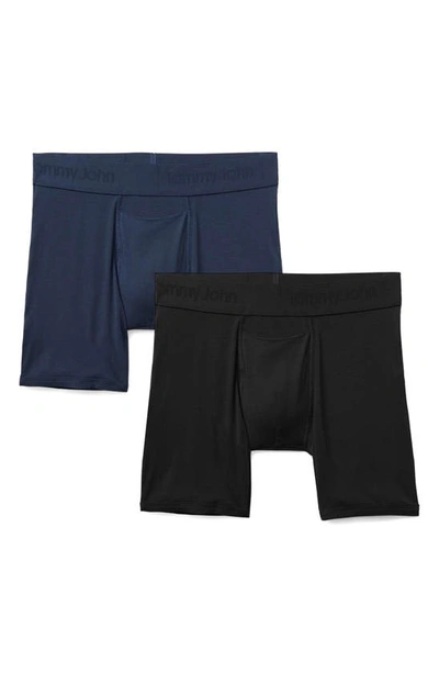 Shop Tommy John 2-pack Second Skin 6-inch Boxer Briefs In Black/ Dress Blues