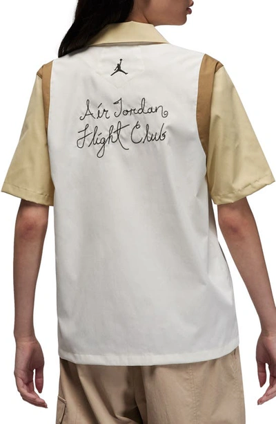 Shop Jordan Colorblock Camp Shirt In Sail/ Team Gold/ Brown Kelp