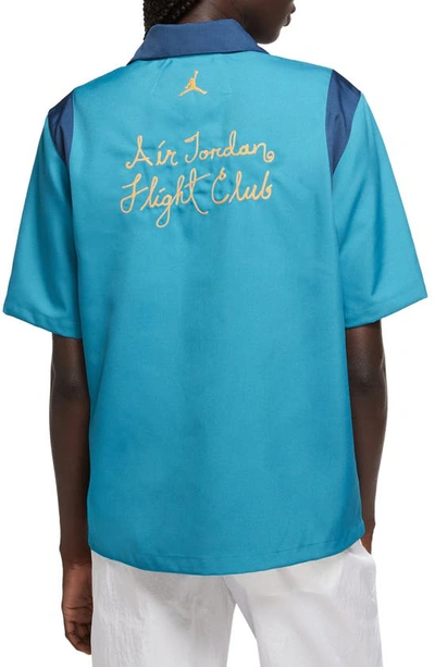 Shop Jordan Colorblock Camp Shirt In Aquatone/ French Blue