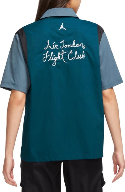 Shop Jordan Colorblock Camp Shirt In Sky French Blue/ Ozone/ Black
