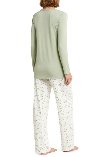 Shop Kickee Pants Holiday Print Pajamas In Natural Mistletoe