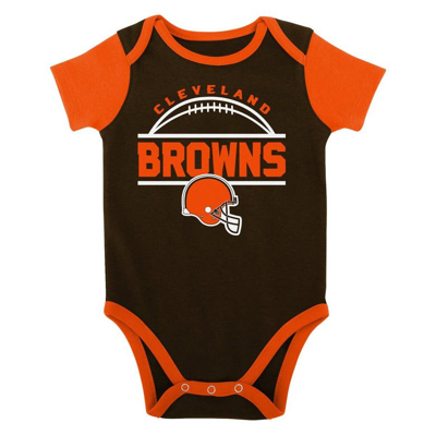 Shop Outerstuff Newborn & Infant Brown/orange Cleveland Browns Home Field Advantage Three-piece Bodysuit, Bib & Boot