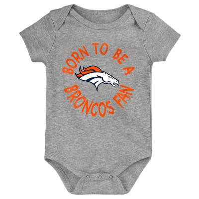 Shop Outerstuff Infant Orange/navy/gray Denver Broncos Born To Be 3-pack Bodysuit Set