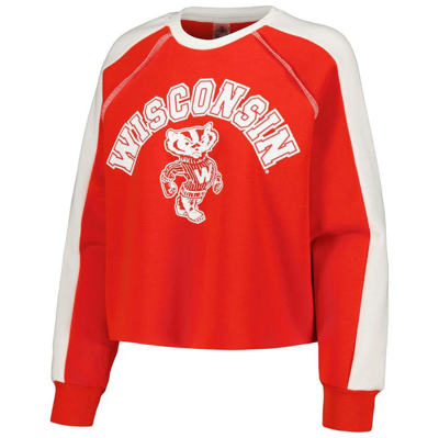 Shop Gameday Couture Red Wisconsin Badgers Blindside Raglan Cropped Pullover Sweatshirt