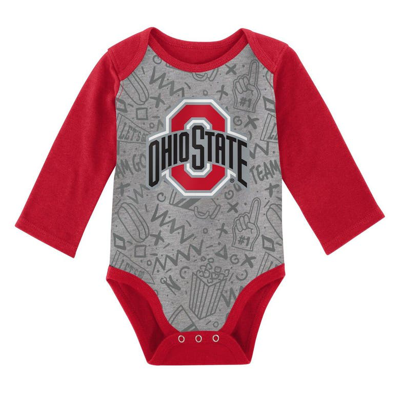 Shop Outerstuff Newborn & Infant White/gray Ohio State Buckeyes 2-pack Play Time Long Sleeve Bodysuit Set