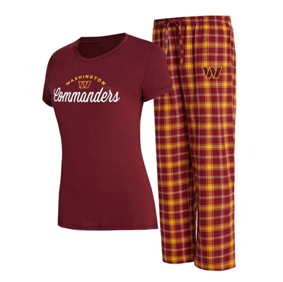 Shop Concepts Sport Burgundy/gold Washington Commanders Arctic T-shirt & Flannel Pants Sleep Set