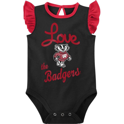 Shop Outerstuff Girls Newborn & Infant Red/black Wisconsin Badgers Spread The Love 2-pack Bodysuit Set